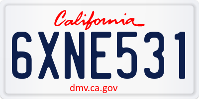 CA license plate 6XNE531