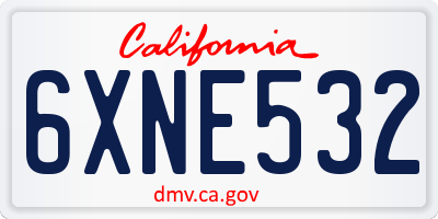 CA license plate 6XNE532