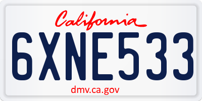CA license plate 6XNE533