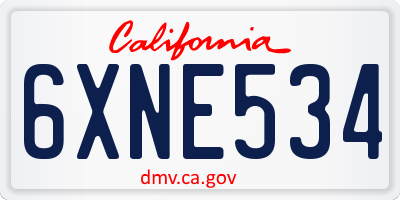 CA license plate 6XNE534
