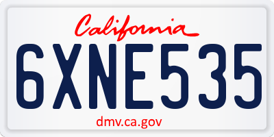 CA license plate 6XNE535