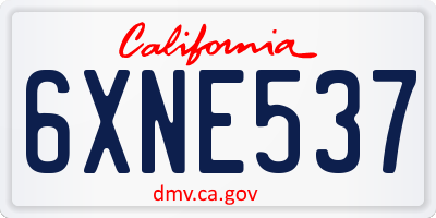 CA license plate 6XNE537