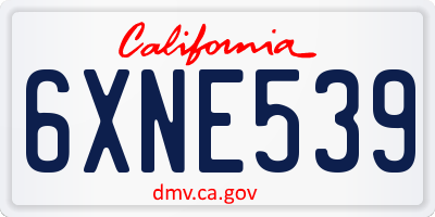 CA license plate 6XNE539