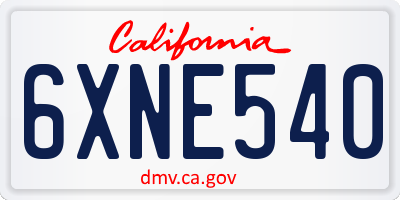 CA license plate 6XNE540