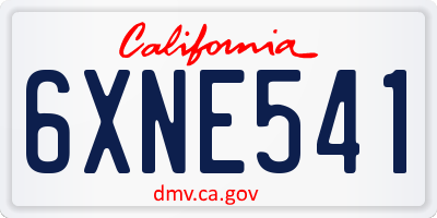 CA license plate 6XNE541