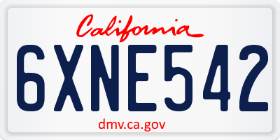 CA license plate 6XNE542
