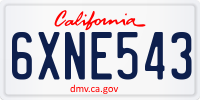 CA license plate 6XNE543