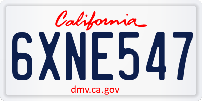 CA license plate 6XNE547