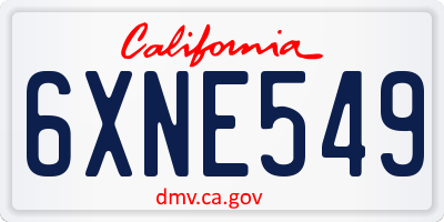 CA license plate 6XNE549