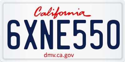 CA license plate 6XNE550