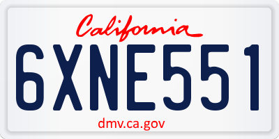 CA license plate 6XNE551
