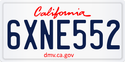 CA license plate 6XNE552