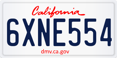 CA license plate 6XNE554