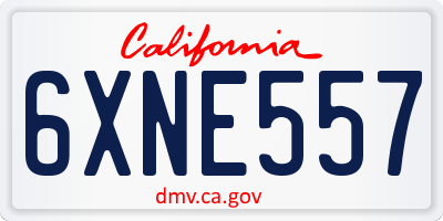 CA license plate 6XNE557