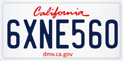 CA license plate 6XNE560