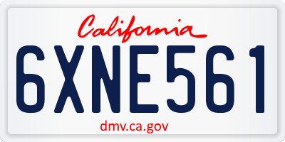 CA license plate 6XNE561
