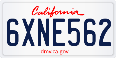 CA license plate 6XNE562