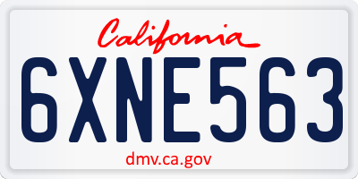 CA license plate 6XNE563