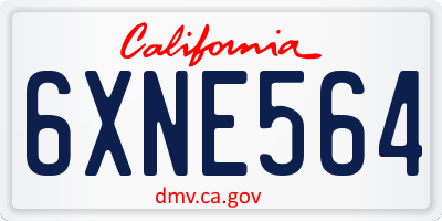 CA license plate 6XNE564