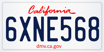 CA license plate 6XNE568