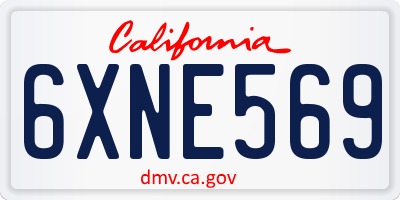CA license plate 6XNE569