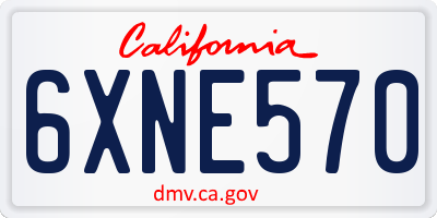 CA license plate 6XNE570