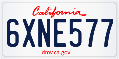 CA license plate 6XNE577