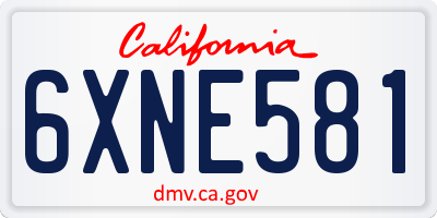 CA license plate 6XNE581