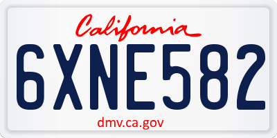 CA license plate 6XNE582