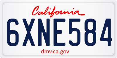 CA license plate 6XNE584