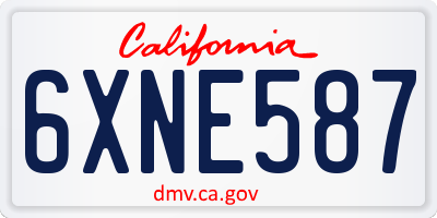 CA license plate 6XNE587
