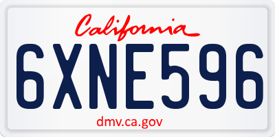 CA license plate 6XNE596