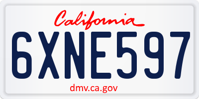 CA license plate 6XNE597