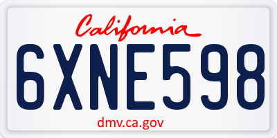 CA license plate 6XNE598