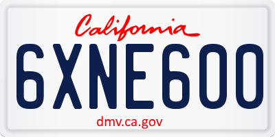 CA license plate 6XNE600