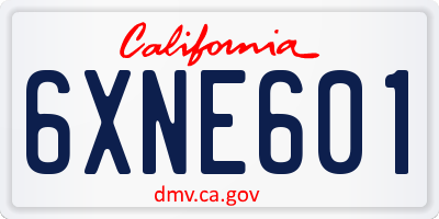 CA license plate 6XNE601
