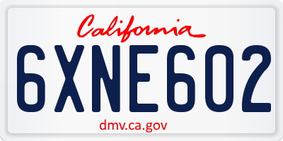 CA license plate 6XNE602