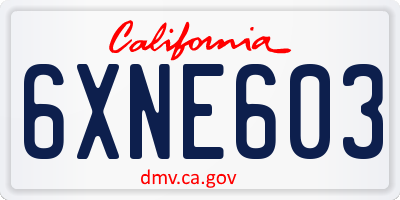 CA license plate 6XNE603