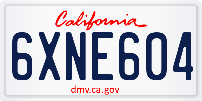 CA license plate 6XNE604
