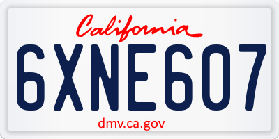 CA license plate 6XNE607