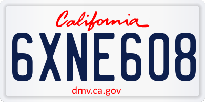 CA license plate 6XNE608