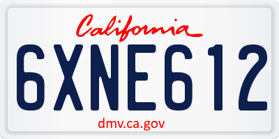 CA license plate 6XNE612