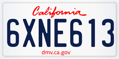 CA license plate 6XNE613