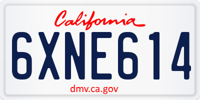 CA license plate 6XNE614