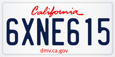 CA license plate 6XNE615
