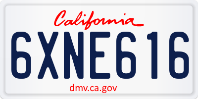 CA license plate 6XNE616