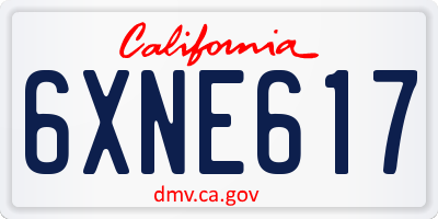 CA license plate 6XNE617