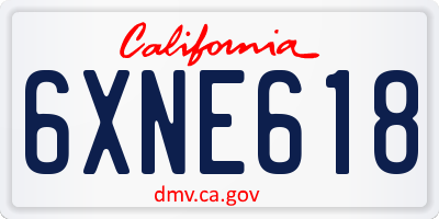 CA license plate 6XNE618