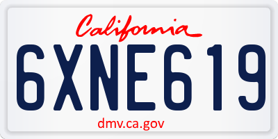 CA license plate 6XNE619