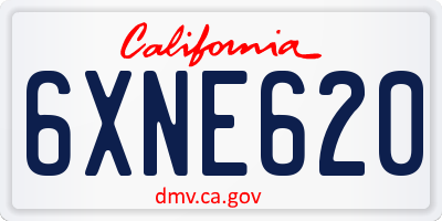 CA license plate 6XNE620